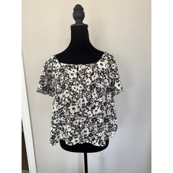 Rails Black Floral Print Magnolia Top Size M - Picture 3 of 5